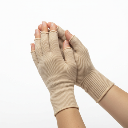 Gants compression beiges